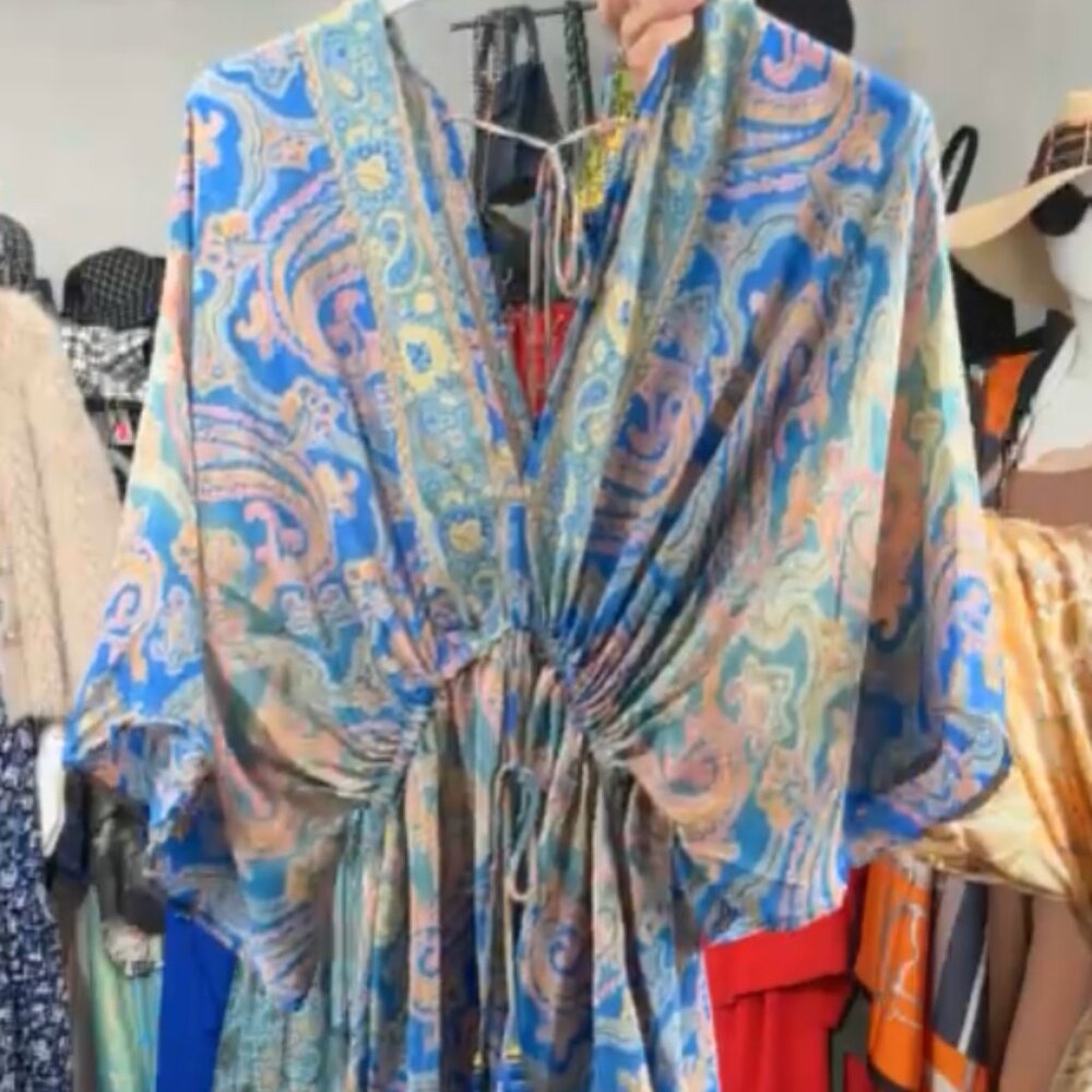Boho Silk Blend Floral Multicolor Maxi Dress